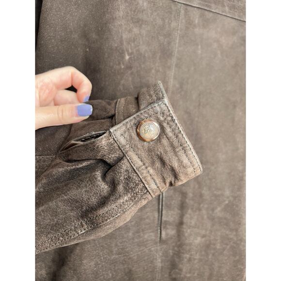 Vintage Weekends Brown Leather Bomber Aviator Jacket Coat Mens Large - Picture 8 of 13